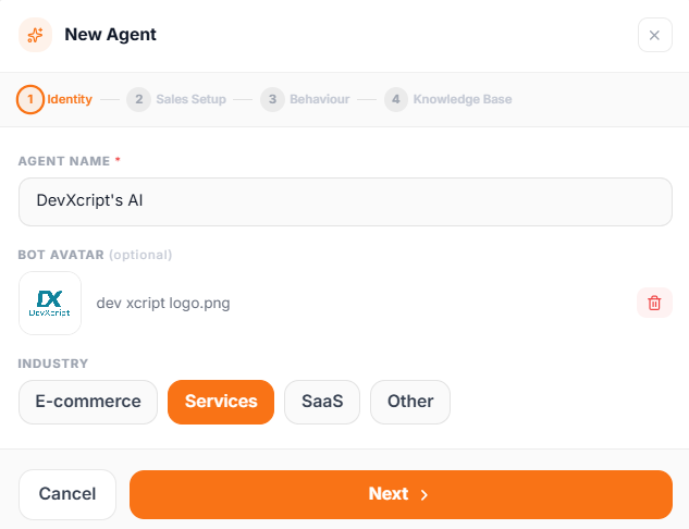 XenorAI new agent identity step