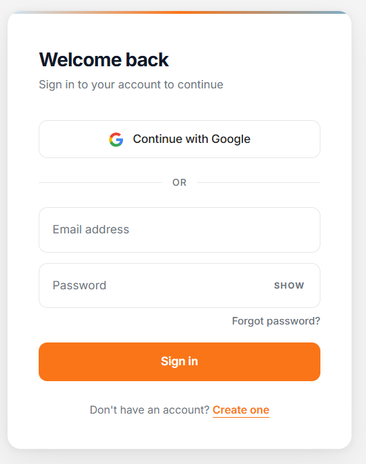 XenorAI login screen